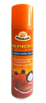 PREGRADA — аэрозоль ПЕНА-очиститель для обуви из замши, нубука, ткани и гладкой кожи 150 мл